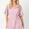 Petite Ditsy Dobby Chiffon Trim Insert Skater Dress