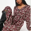 Petite Ditsy Floral Ruffle Front Midi Dress