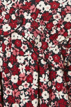Petite Ditsy Floral Ruffle Front Midi Dress
