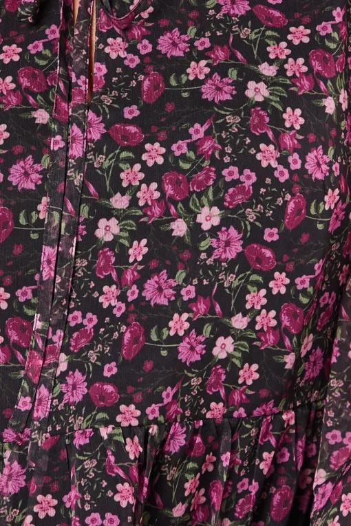 Petite Ditsy Tie Neck Chiffon Blouse