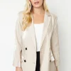 Petite Double Breasted Satin Shimmer Longline Blazer
