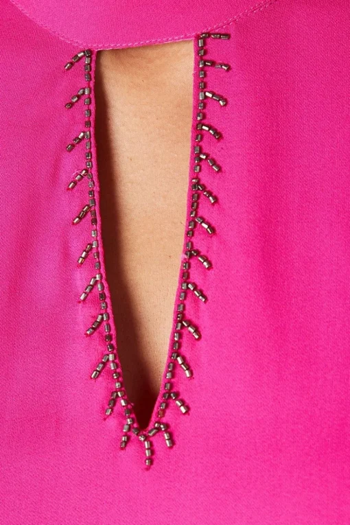 Petite Embellished Neck Shift Dress