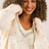 Petite Embellished Neck Trim V Neck Jumper