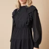 Petite Embroidered Dobby Chiffon Mini Dress