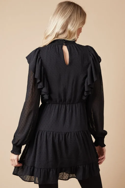 Petite Embroidered Dobby Chiffon Mini Dress