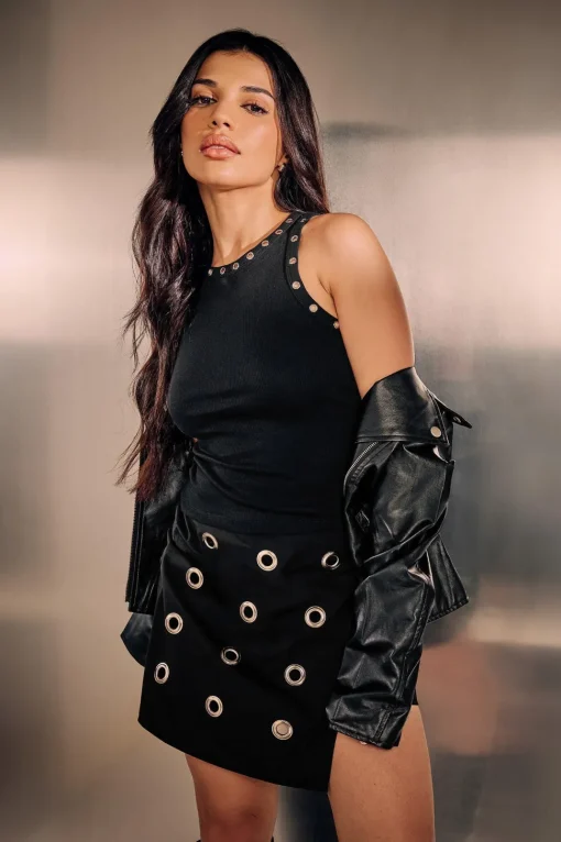Petite Eyelet Mini Skirt