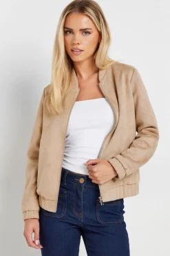 Petite Faux Suede Bomber Jacket