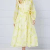 Petite Floral Organza Shirt Midi Dress