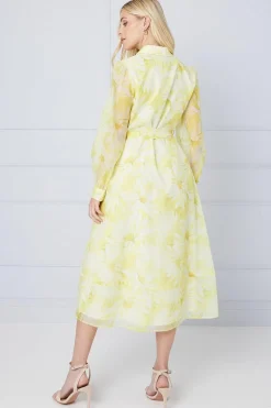 Petite Floral Organza Shirt Midi Dress