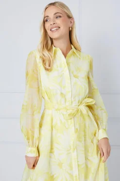 Petite Floral Organza Shirt Midi Dress
