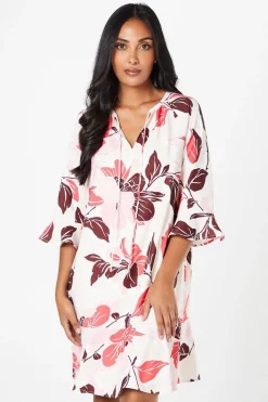 Petite Floral Print Ruffle Hem Shift Dress
