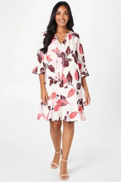 Petite Floral Print Ruffle Hem Shift Dress