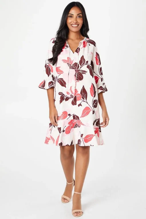 Petite Floral Print Ruffle Hem Shift Dress