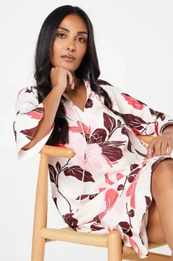 Petite Floral Print Ruffle Hem Shift Dress