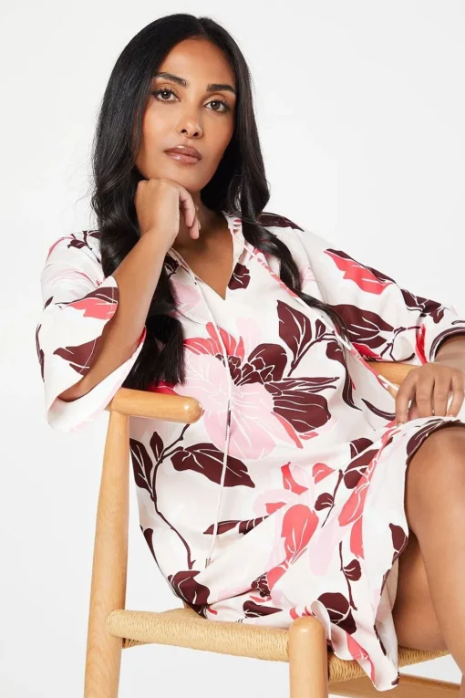 Petite Floral Print Ruffle Hem Shift Dress