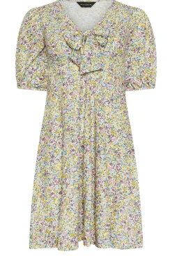 Petite Floral Print Tie Front Mini Dress