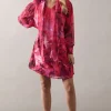 Petite Floral Print Tie Neck Shift Mini Dress