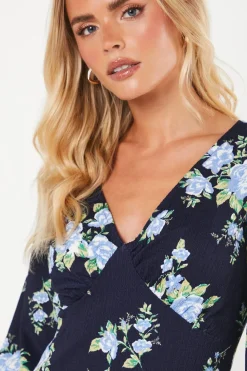 Petite Floral Ruffle Hem Mini Dress