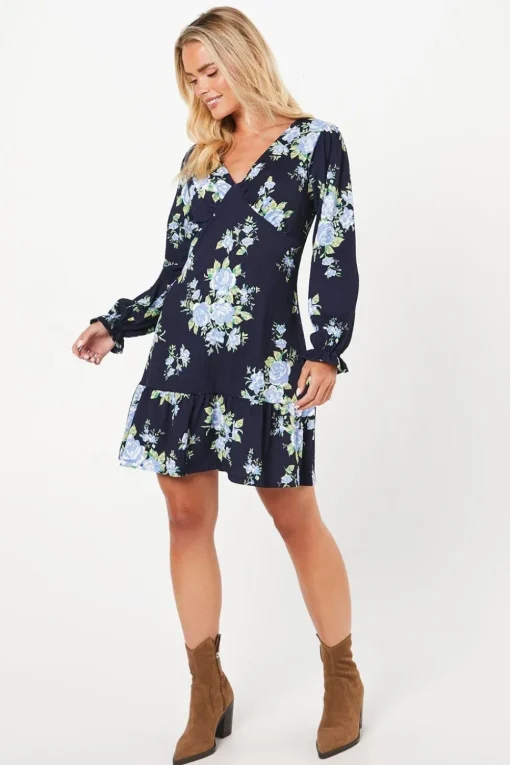 Petite Floral Ruffle Hem Mini Dress
