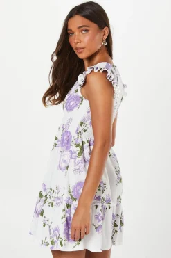 Petite Floral Shirred Bodice Mini Dress
