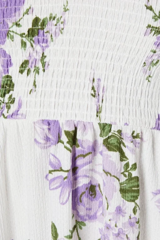 Petite Floral Shirred Bodice Mini Dress