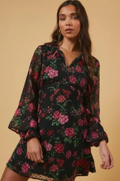 Petite Floral Tie Dobby Chiffon Mini Dress
