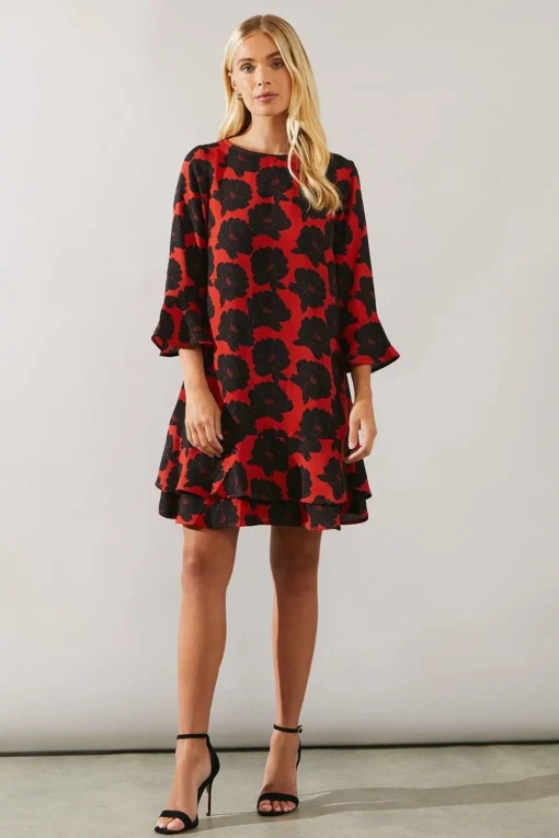Petite Floral Tiered Shift Dress