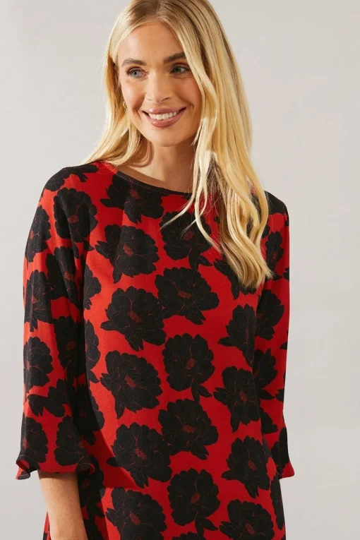 Petite Floral Tiered Shift Dress