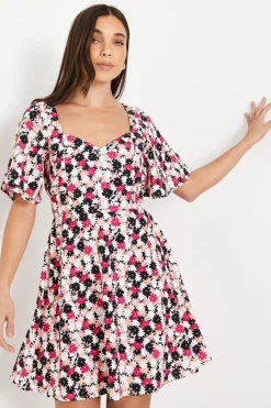Petite Flutter Sleeve Tie Back Mini Dress