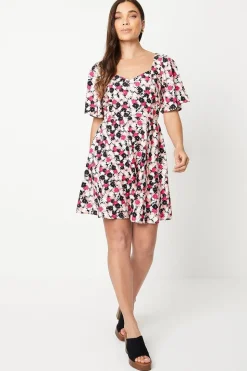 Petite Flutter Sleeve Tie Back Mini Dress