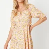 Petite Frill Sleeve Tie Waist Mini Dress