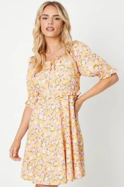 Petite Frill Sleeve Tie Waist Mini Dress