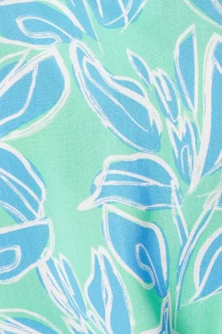 Petite Green Floral Flute Sleeve Blouse