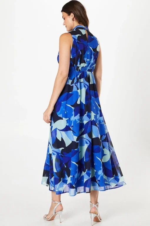 Petite High Neck Pleat Detail Sleeveless Maxi Dress