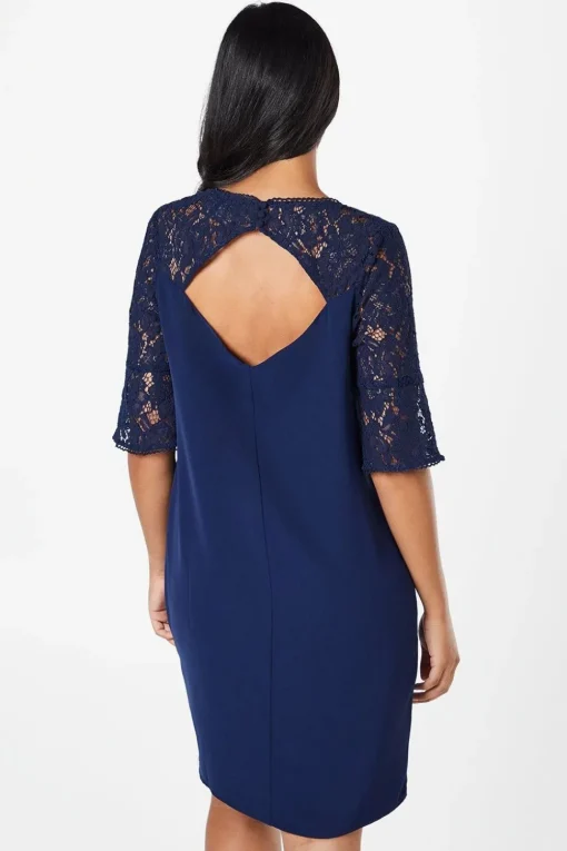 Petite Lace Ruffle Sleeve Shift Dress