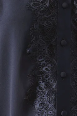 Petite Lace Trim Georgette Blouse