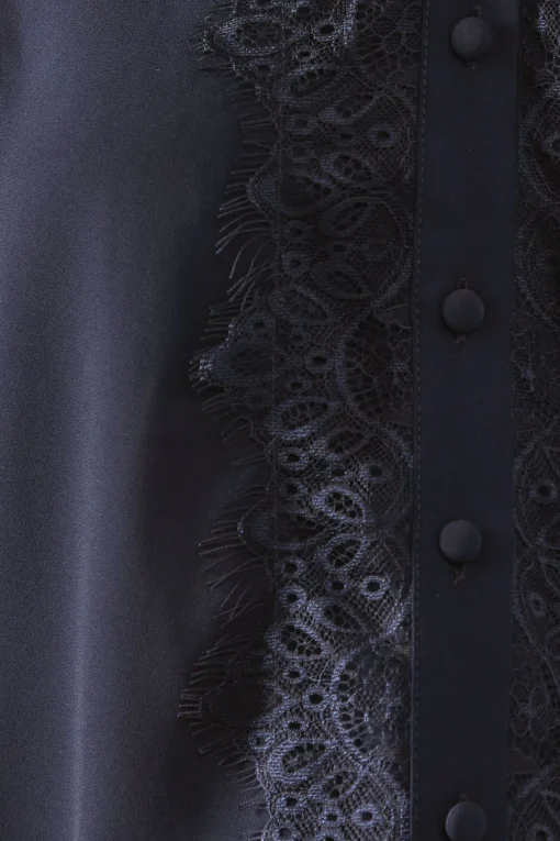 Petite Lace Trim Georgette Blouse