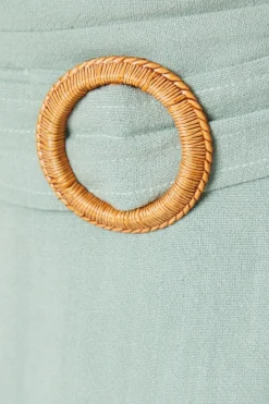 Petite Linen Tortoise Shell Belted Mini Skirt