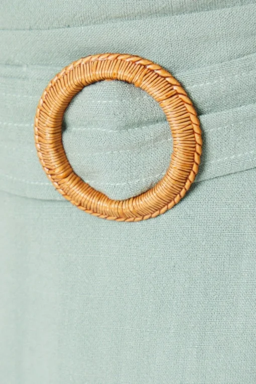 Petite Linen Tortoise Shell Belted Mini Skirt