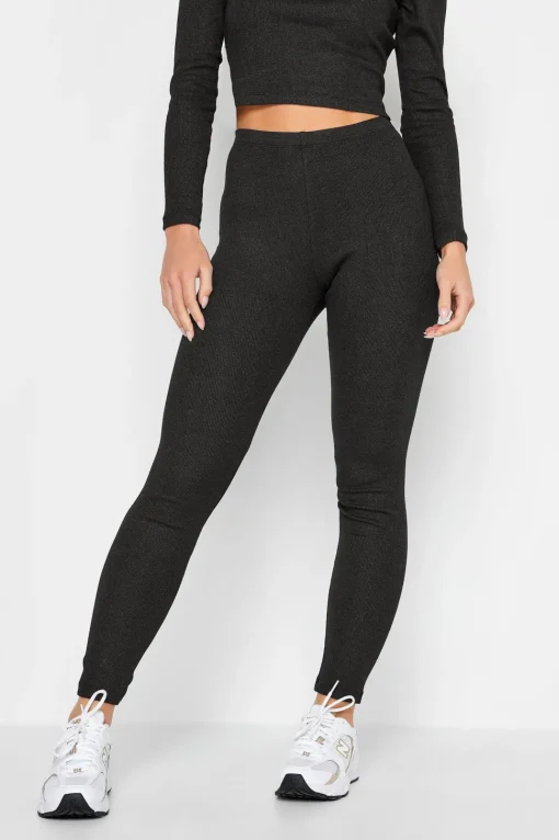 Petite Metallic Ribbed Leggings