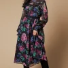 Petite Occasion Floral Glitter Lace Trim Midi Dress