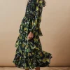 Petite Occasion Floral Lace Trim Dobby Chiffon Tiered Midaxi Dress