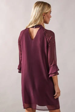 Petite Occasion Hotfix High Neck Shift Dress