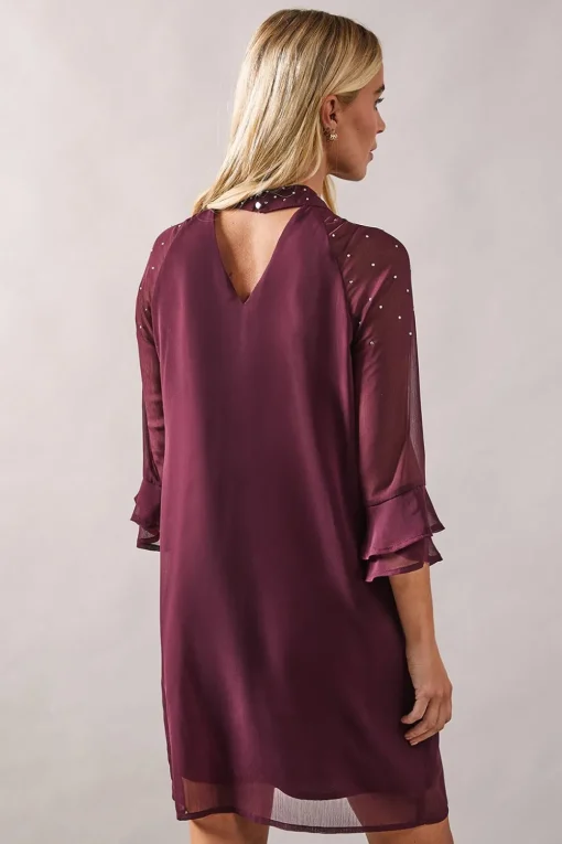 Petite Occasion Hotfix High Neck Shift Dress