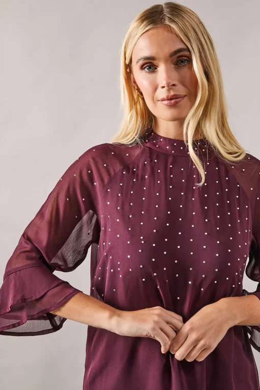 Petite Occasion Hotfix High Neck Shift Dress