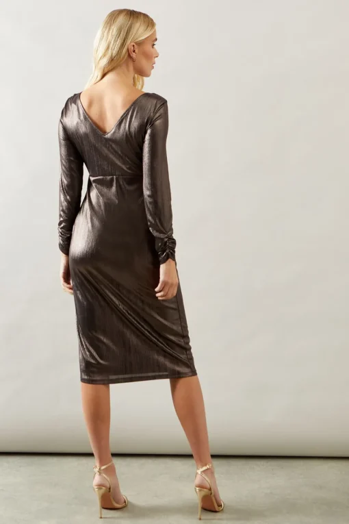 Petite Occasion Metallic Jersey Pencil Dress