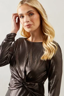 Petite Occasion Metallic Jersey Pencil Dress