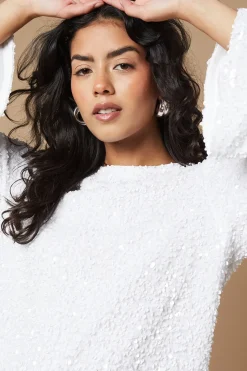 Petite Occasion Sequin Flare Sleeve Mini Dress