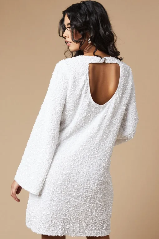 Petite Occasion Sequin Flare Sleeve Mini Dress