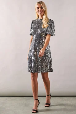 Petite Occasion Sequin High Neck Shift Dress